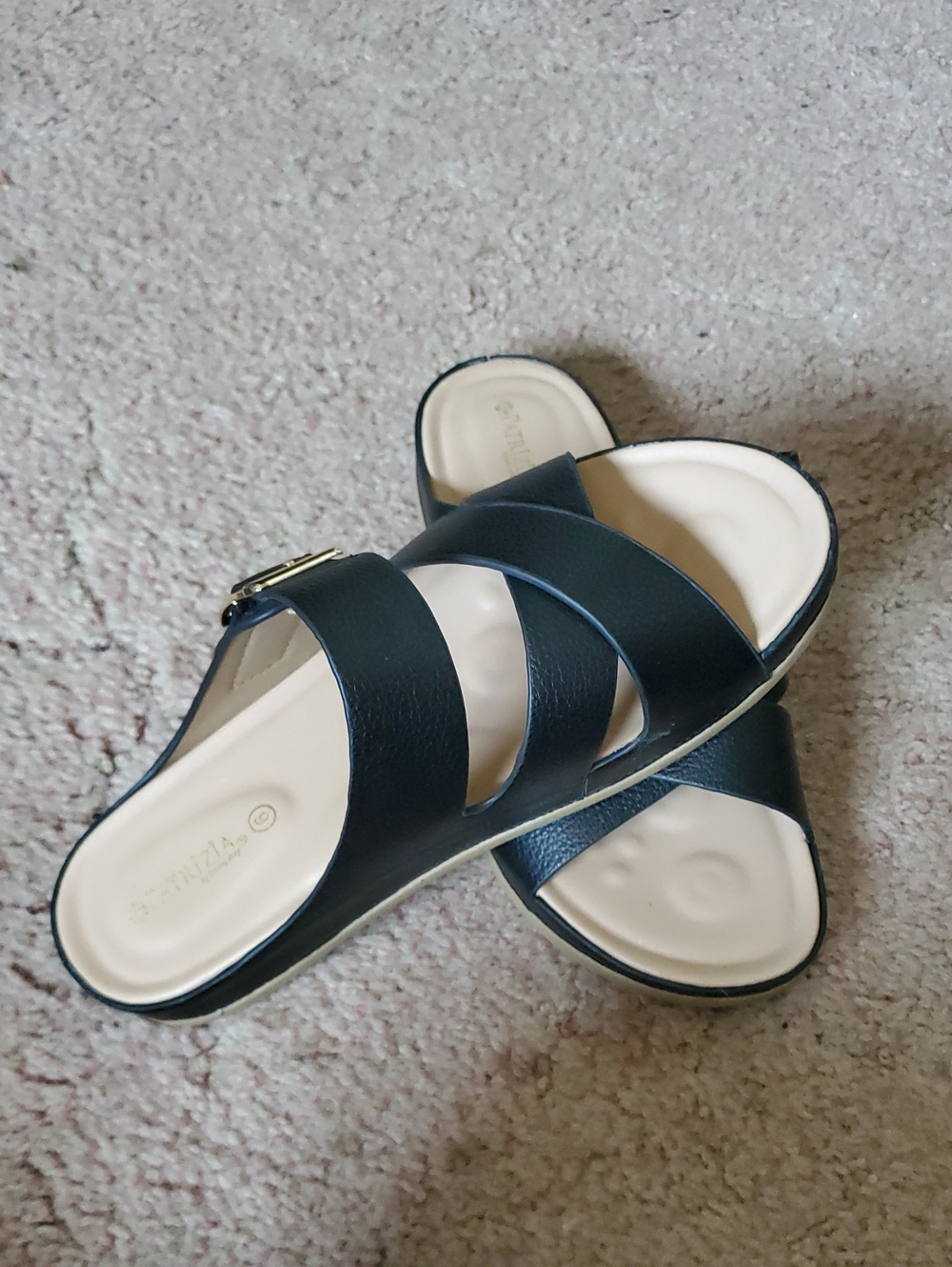 Women’s Black Slide Sandals with Cushioned Footbed